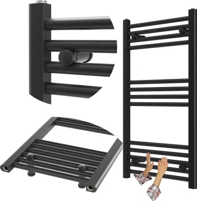 Immagine prodotto di Radiatore da bagno Granitan | Breno - 50/90 cm - Nero - Design minimalista - Calore efficiente