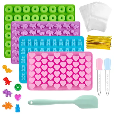 4er-Set Silikon-Gummibärchenform mit 2 Pipetten