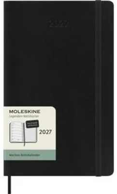 Immagine prodotto di Moleskine Agenda settimanale 12 mesi in tedesco 2027, formato Large/A5, 1 settimana = 1 pagina, pagina con righe a destra, copertina morbida, nero