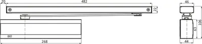 Produktbild von GU Türschließer mit Gleitschiene OTS735 weiß K-18360-00-0-7