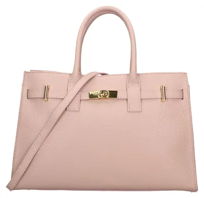 Imagen del producto de Bolso de mano para mujer, color blanco, de cuero sintético "Dollarleather", con cremallera y correa de hombro ajustable. Fabricado en Italia