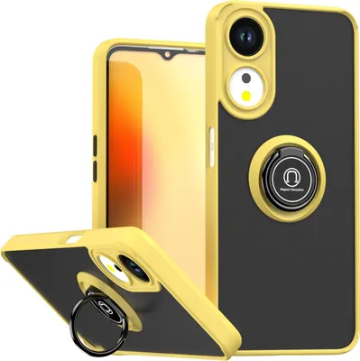 Produktbild von Hülle für Oppo A58 5G Matte Transluzent TPU Stoßfest Schutzhülle mit Ring Halter Ständer Gelb