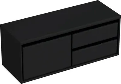 Produktbild von Sanox Waschtischunterschrank Loft BxHxT 120,2 x 48 x 45 cm Frontfarbe schwarz matt mit Waschtischplatte 2 Auszüge rechts