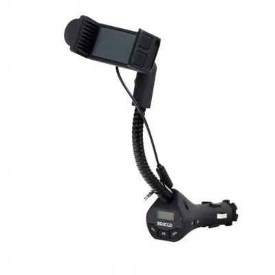 Obrázek produktu pro Sparco Bluetooth hudební FM vysílač + držák telefonu, hands-free, černý