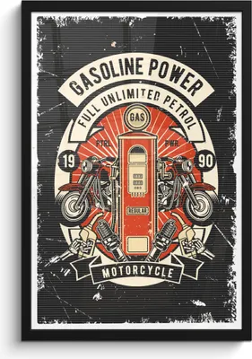 Produktbild von MuchoWow® MuchoWow® Gerahmtes Poster Mancave - Motor - Pumpe - Vintage 40x60 cm - Poster mit zchwarzem Bilderrahmen - Papierdruck - Wandbilder