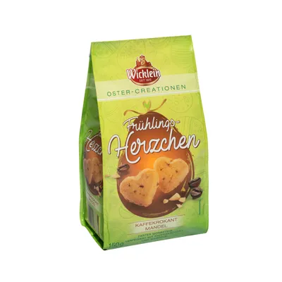 Produktbild von Wicklein Frühlingsherzchen Kaffeekrokant Mandel zarter Mürbeteig 150g
