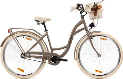 Produktbild von Goetze Style 28 Zoll City Bike, 18 Zoll Stahl Tiefeinsteiger, 3-Gang Shimano Nexus, Rücktrittbremse & V-Brake , LED-Beleuchtung, Rattankorb