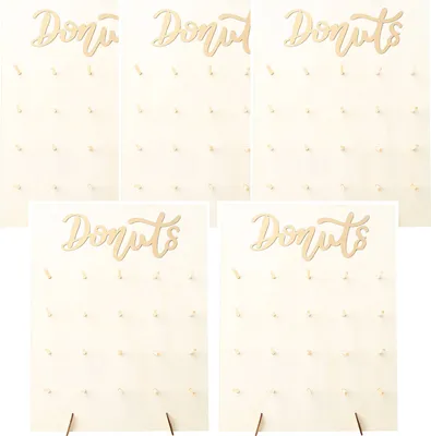 Produktbild von 5X Holz Donut Wandhalterung Donut Halter Hochzeit Dekoration ,Donut Wall Candy Bar 20 Kapazität Haushalts Dekoration Donuts Ständer für Hochzeit Lieferungen Babyparty Geburtstagsfeier Dekofiguren