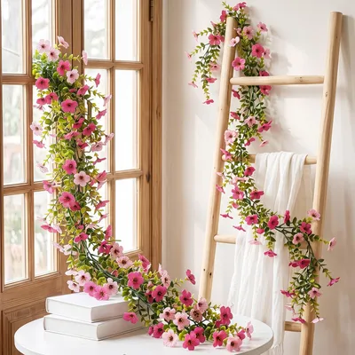 Künstliche Blumen-Girlande, 2 Stk., 180 cm, 126 Blüten, hängend