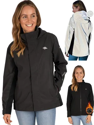 Produktbild von Valkental® Reflektierende & Wasserdichte 3in1 Jacke Damen [Fleece Zipp-In & Verstaubare Kapuze] Geeignet als Winterjacke, Regenjacke & Fahrradjacke