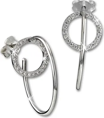 Produktbild von SilberDream weiß Ohrringe Creole Zirkonia Damen 925 Silber Ohrstecker GSO510W