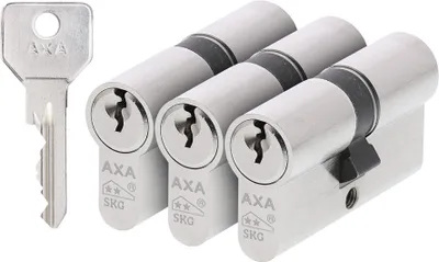 Produktbild von AXA Doppelzylinderschloss – 30/30 mm – Sicherheitszylinder, vernickelt – SKG** – inkl. 9 Schlüssel