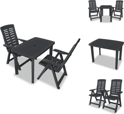 Produktbild von vidaXL 3-tlg. Bistro-Set Kunststoff Anthrazit -  Gartenmöbel-Sets