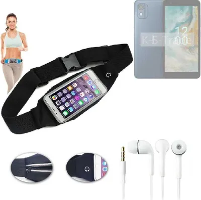 Produktbild von K-S-Trade Bauchtasche Gürteltasche kompatibel mit Nokia CO2 schwarz + Kopfhörer. Sport Running Jogging Fitness Laufen Umhängetasche Exercise
