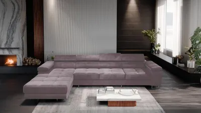 Obrázok produktu pre FurMeb24 ECKSOFA LAZZANO MAXI MONOLITH 62 - ľavá strana - ROSA - s posteľným boxom a funkciou spánku