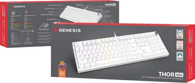 Produktbild von GENESIS Thor 404 US White Outemu Silent Peach, Kabelgebunden, USB, Mechanischer Switch, QWERTY, RGB-LED, Weiß