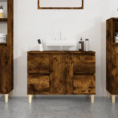 Produktbild von ZMH Waschbeckenunterschrank Räuchereiche 80x33x60 cm Holzwerkstoff
