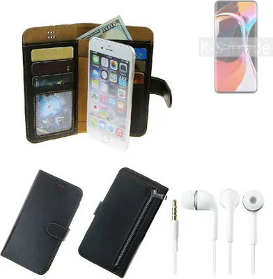 Produktbild von TOP SET Handy Hülle Schutz Hülle kompatibel mit Xiaomi Mi 10 Pro  schwarz aus Kunstleder + Kopfhörer Smartphone Tasche vollwertige Geldbörse