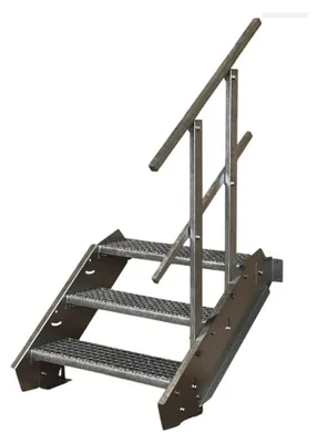 Produktbild von Stahltreppe mit 3 Stufen und einseitigem Geländer, Breite 90 cm, Geschosshöhe 40-60 cm