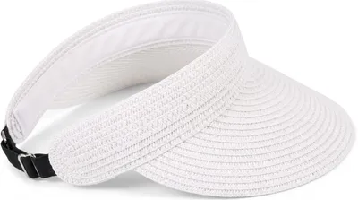 Produktbild von styleBREAKER Papierstroh Visor Cap einfarbig | Sonnenvisier mit elastischem Band und Hakenverschluss | Luftige Schildkappe als Sonnenhut für Damen