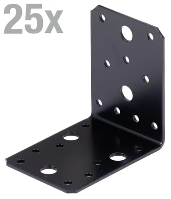 Produktbild von Alberts Winkelverbinder (Set 25 Stück) - schwarz - kunststoffbeschichtet - 90 x 90 x 65 mm