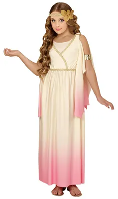 Kinderkostüm Griechische Göttin, Kleid + Lorbeerkranz, 164 cm