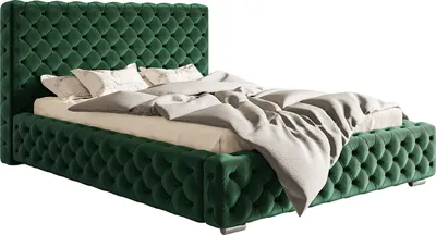 Produktbild von Polsterbett 160x200 cm Adonis - Chesterfield, Glamour - Doppelbett mit Bettkasten - Grün (Amor Velvet 4311)