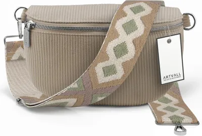 Produktbild von ARTVALL - Umhängetasche aus Cord, Klein mit verstellbarem Schultergurt, abnehmbares Taschenband, Crossbody Bag in Beige