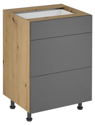 Obrázek produktu pro Dolní šuplíková skříňka VALEN 1 - šířka 60 cm, dub artisan / šedá