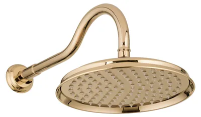 Produktbild von PaulGurkes Kopfbrause Gold Retro mit Wandarm 25cm Regendusche Nostalgie Antik