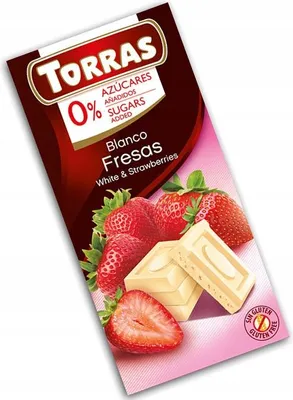 Produktbild von Torras Weiße Schokolade mit Erdbeeren zuckerfrei 75g