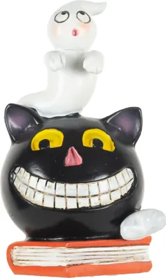 Produktbild von Geist auf grinsender Katze als Dekofigur 10cm