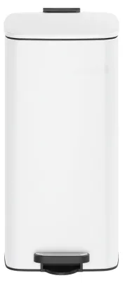Produktbild von Mülleimer Küche - Tretmülleimer 30L - Softclose Deckel - Mit Inneneimer - Metall Abfalleimer - Offenhaltefunktion - Weiß