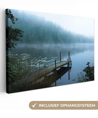 Obrázok produktu pre OneMillionCanvasses® - Maľba na plátne - Obraz na plátne Nástenná maľba na plátne - Príroda - jazero - les - hmla - 150x100cm - Fotografia na plátne -