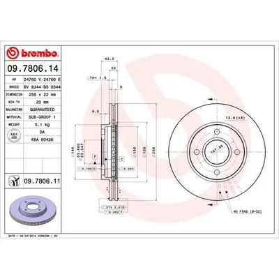 Produktbild von BREMBO Bremsscheiben (2 Stück) Vorderachse 09.7806.14