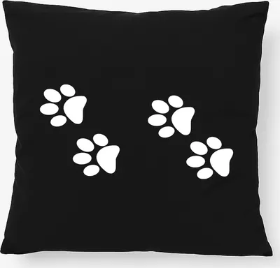 Produktbild von Huuraa Kissen Fußtapsen Tapsen 40x40cm mit Füllung Black Baumwolle Dekokissen Geschenkidee