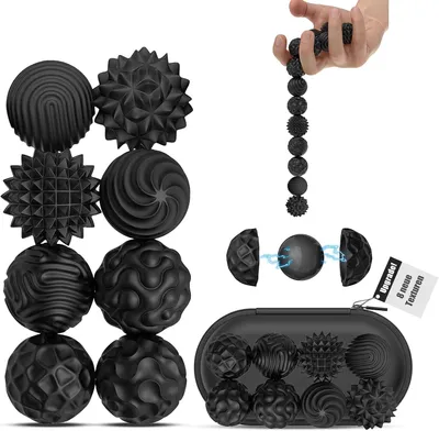 Productafbeelding van Magnetische stressballen van siliconen met 8 texturen - Set van 8 - Verlicht stress en Adhd - Volwassenen