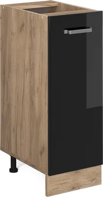 Produktbild von Apothekerschrank Vicco R-Line Schwarz Hochglanz 30 cm ohne Arbeitsplatte, Model 41132