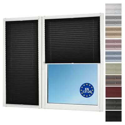 Produktbild von Sunlusso Plissee Klemmfix ohne Bohren – Faltrollo blickdicht & lichtdurchlässig, Sichtschutz für Fenster – 75 x 120 cm, Schwarz Crash