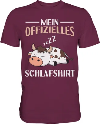 Produktbild von Offizielles Schlafshirt Nachthemd Schlafanzug Pyjama Kuh T-Shirt – Burgundy / S