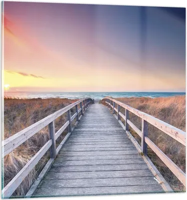 Produktbild von Bilder auf glas - Einteilig - Weg Meer Brücke - 70x70cm - Glasbilder - Wandbilder - Bilder - zum Aufhängen bereit - Wanddekoration aus Glas - Glas Bilder - Wandbild auf Glas - GAC70x70-4948