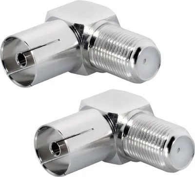 Produktbild von ARLI 2x 90° TV Antennen Winkeladapter – IEC Koax Kupplung 9,5 mm auf F-Kupplung Winkel Adapter F Buchse / Kupplung
