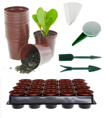 Produktbild von MIKONI 1 x Anzuchtplatte + 20 Saattopf, Anzuchtschale Topfplatte Anzuchttöpfe Blumentopf Pflanztöpfe