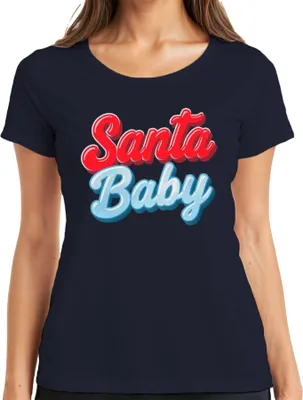 Produktbild von Santa Baby Weihnachten Weihnachtsmann Weihnachtsgeschenk Retro Damen T-Shirt, Navy, XL
