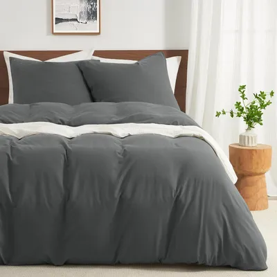 Obrázok produktu pre Sada posteľnej bielizne, 220x240 cm, sivá, mikrovlákno: 1 obliečka na prikrývku + 2 obliečky na vankúše 80x80 cm