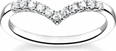Produktbild von Thomas Sabo TR2394-051-14 Damenring V-Form mit Weißen Steinen, 52/16,6
