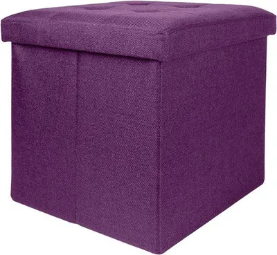 Image de Tabouret pliant violet 30 x 30 x 30 cm avec couvercle et espace de rangement