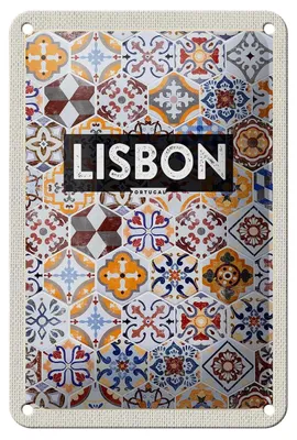 Produktbild von Blechschild Reise 12x18cm Lisbon Portugal Mosaik Kunst Dekoration