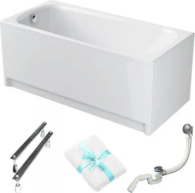 Produktbild von Cersanit | Badewanne - Rechteckbadewanne Nao - 150x70 Cm - Mit Weißer Verkleidung - Siphon Inklusive - Füße Im Set