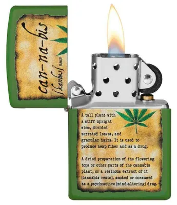 Obrázek produktu pro Zapalovač Zippo 49119 Cannabis Design Man Green Metal